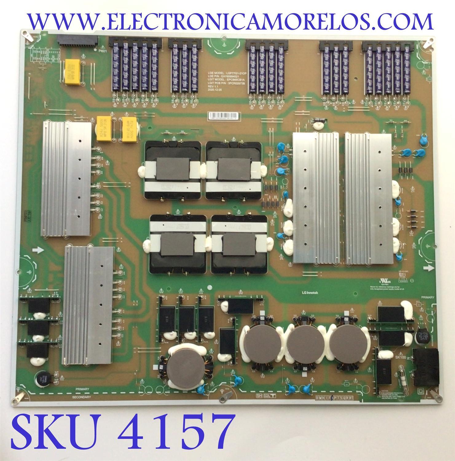 FUENTE PARA TV LG / NUMERO DE PARTE EAY65894521 / EPCB65CB1A / LGP77G1-21OP / 3PCR02873B / PANEL LE770AQS (EP)(A1) / MODELO OLED77G1PUA.BUSWLJR